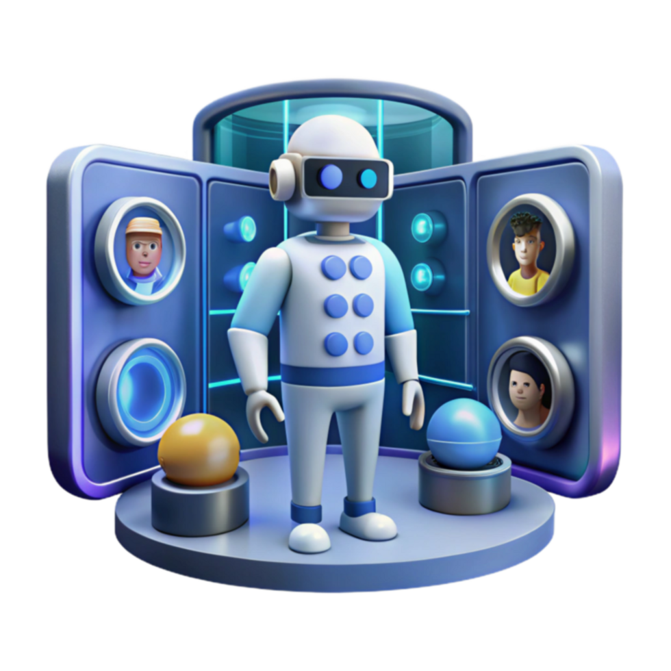 AI Robot Managing User Profiles and Data png