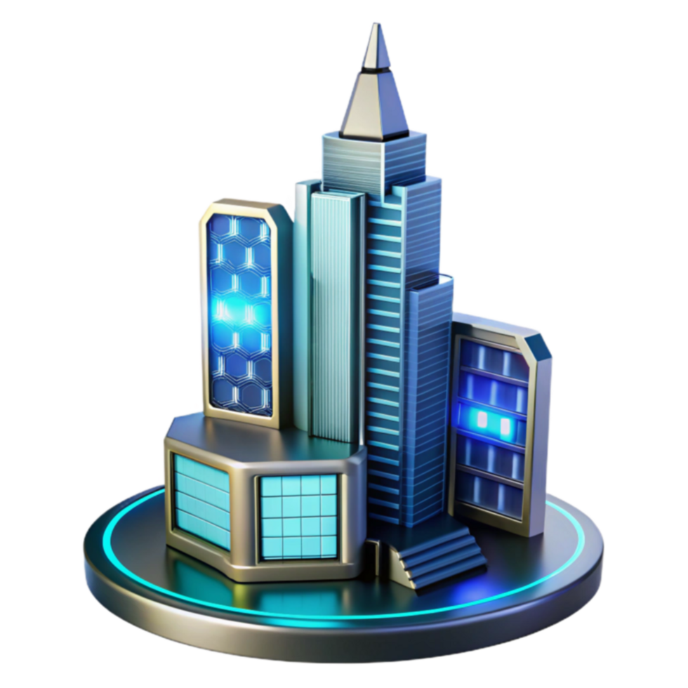 Futuristic Cityscape Cyberpunk Architecture Model png