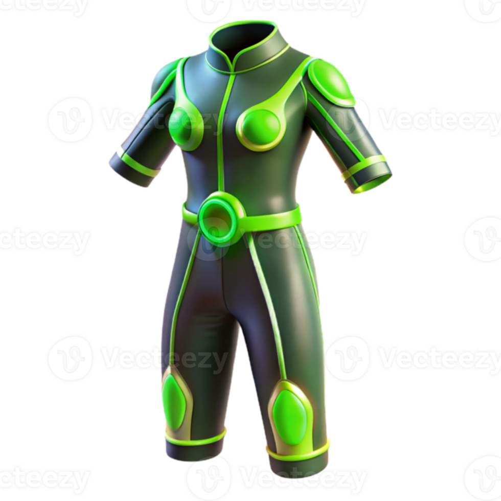 Futuristic Green Jumpsuit Sci-Fi Costume Design png