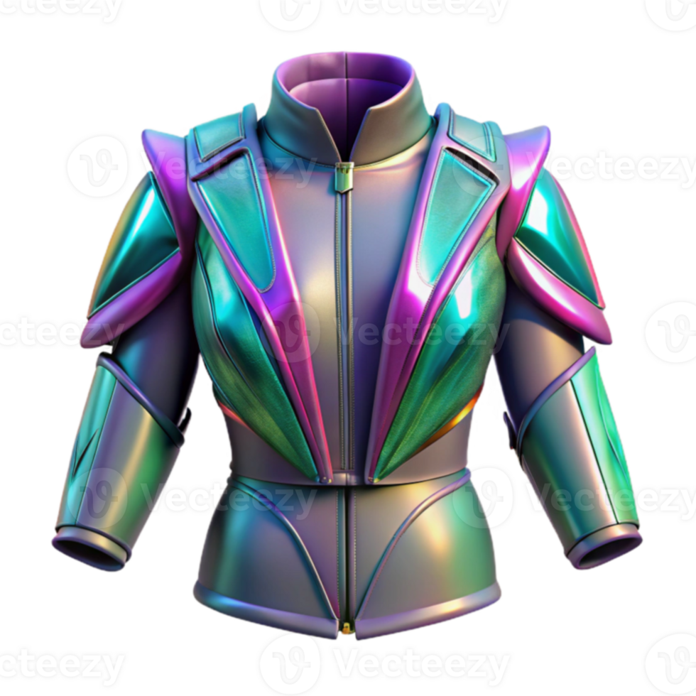 Futuristic Iridescent Armor Jacket Sci-Fi Fashion Design png