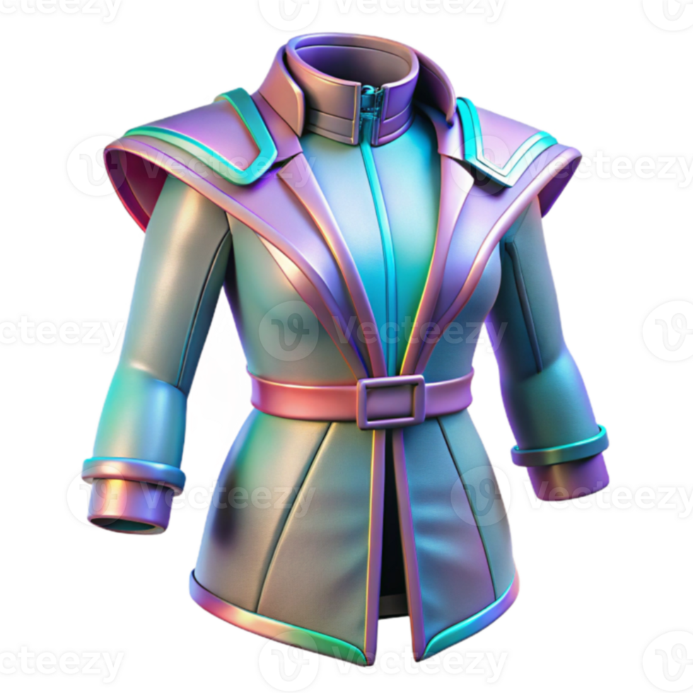 Iridescent Long Jacket 3D Model png