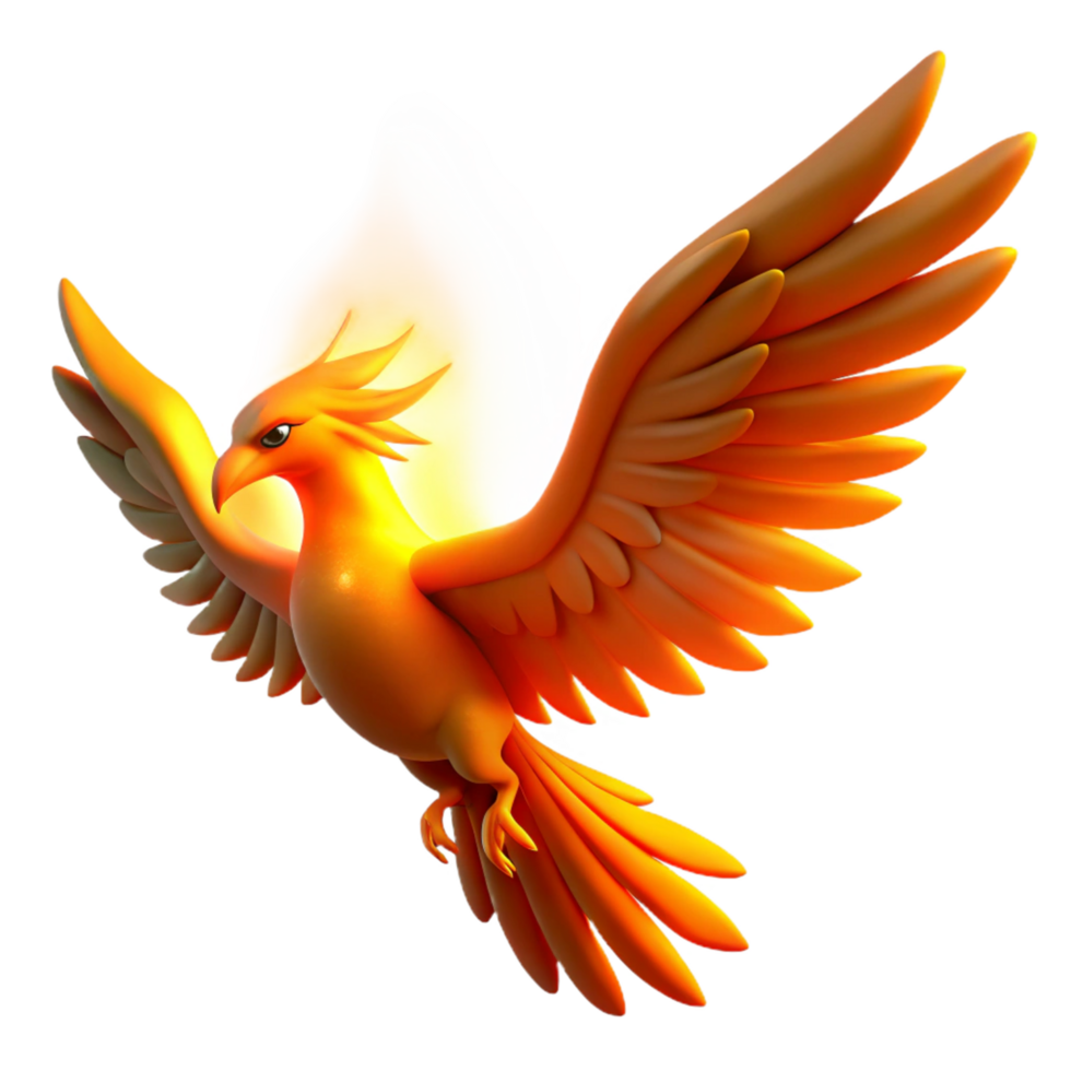 dramatic abstract Fiery Phoenix 3D Illustration original png
