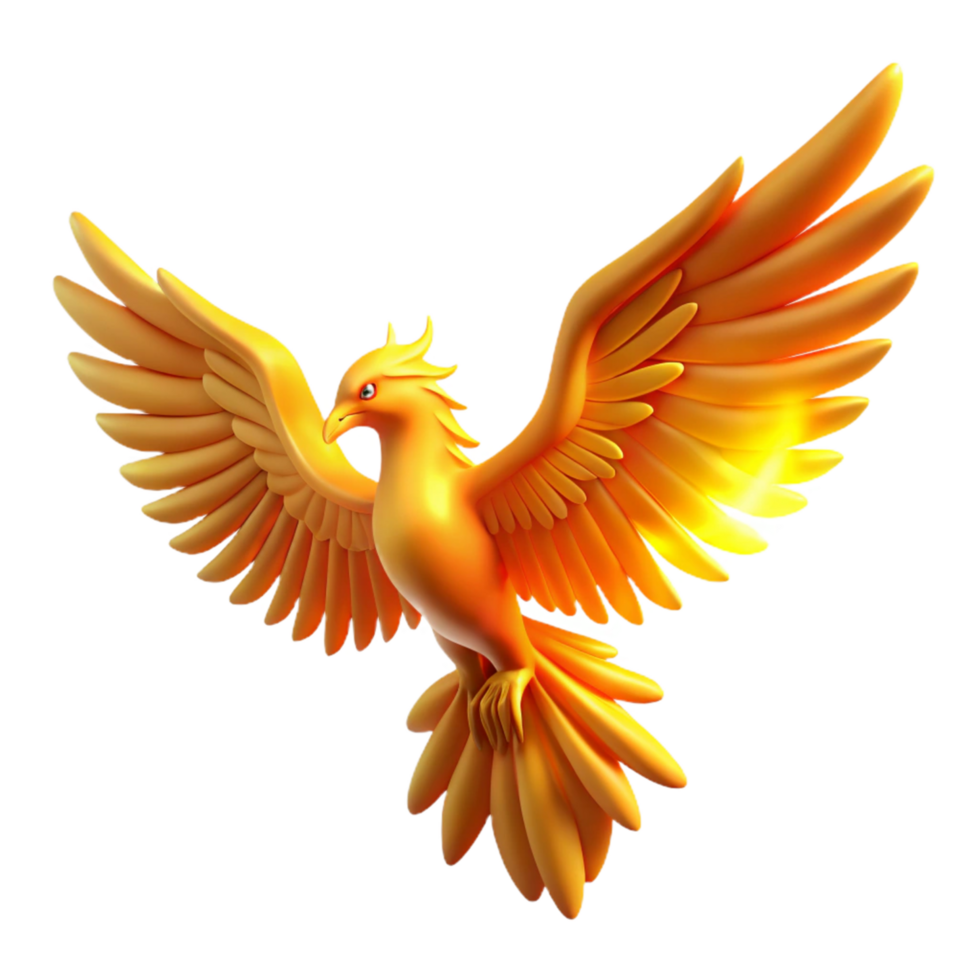 dramatic classic Golden Phoenix 3D Illustration high resolution png