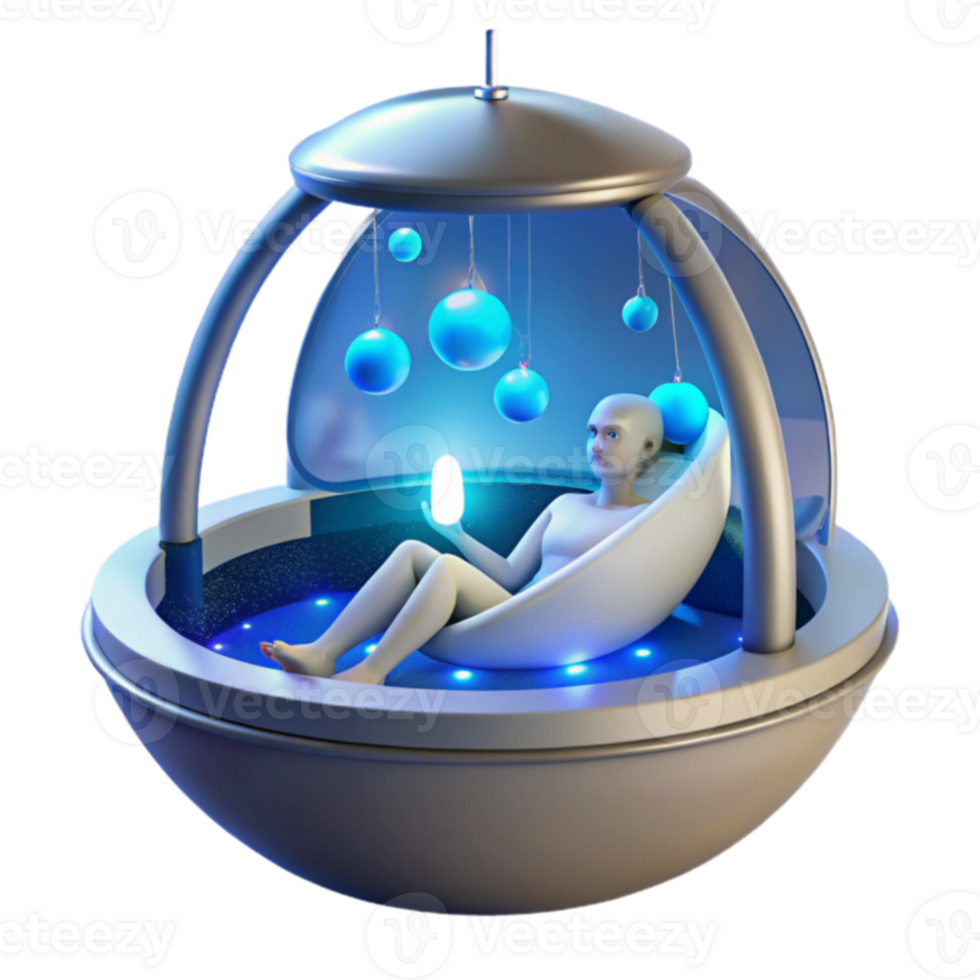 Future Relaxation Sensory Pod with Luminescence png