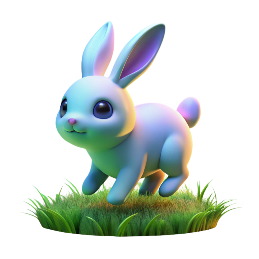 beautiful modern Adorable 3D Render of a Bunny in Grass original png