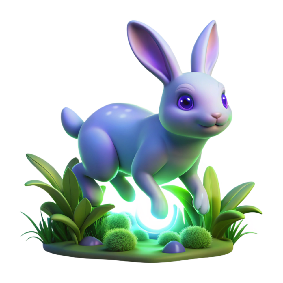 extraordinary classic 3D Render of a Cute Bunny Hopping detailed png