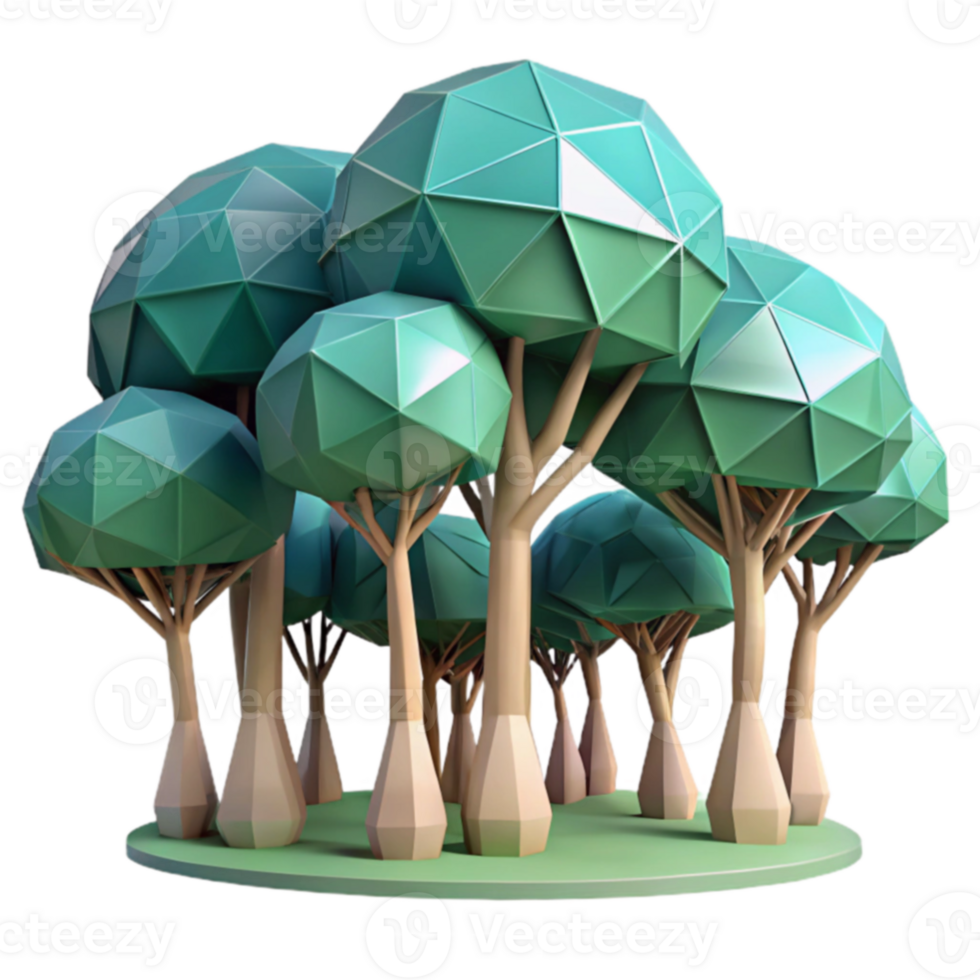 Low Poly Forest Geometric Trees, Nature Scene png