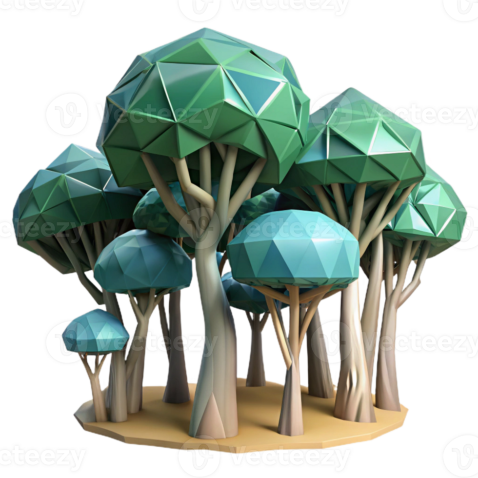 Low Poly Trees 3D Model of a Forest png