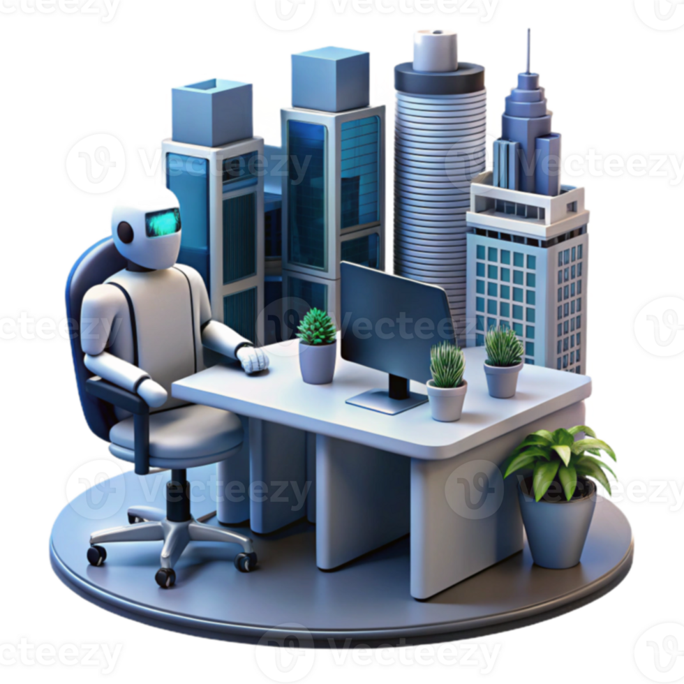 AI in Modern Office Automation, Efficiency, Future of Work png