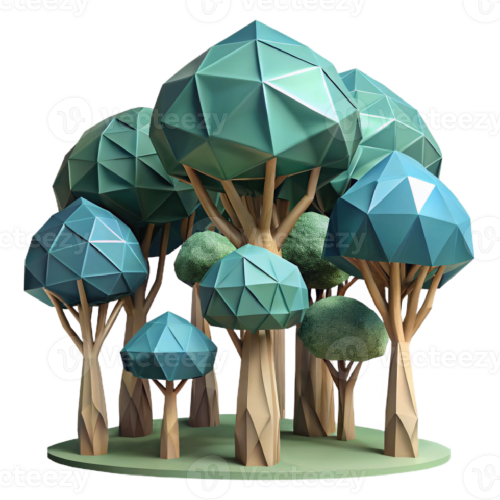 Low Poly Forest Geometric Tree Illustration png