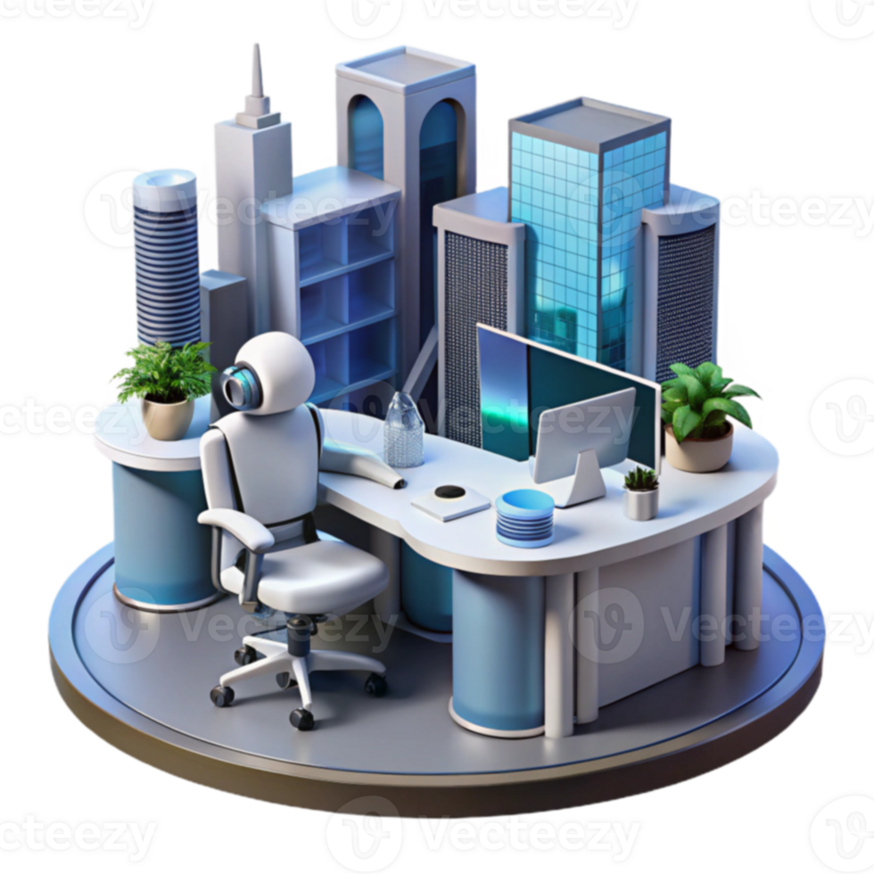 Future Workplace AI in Modern Office Setting png