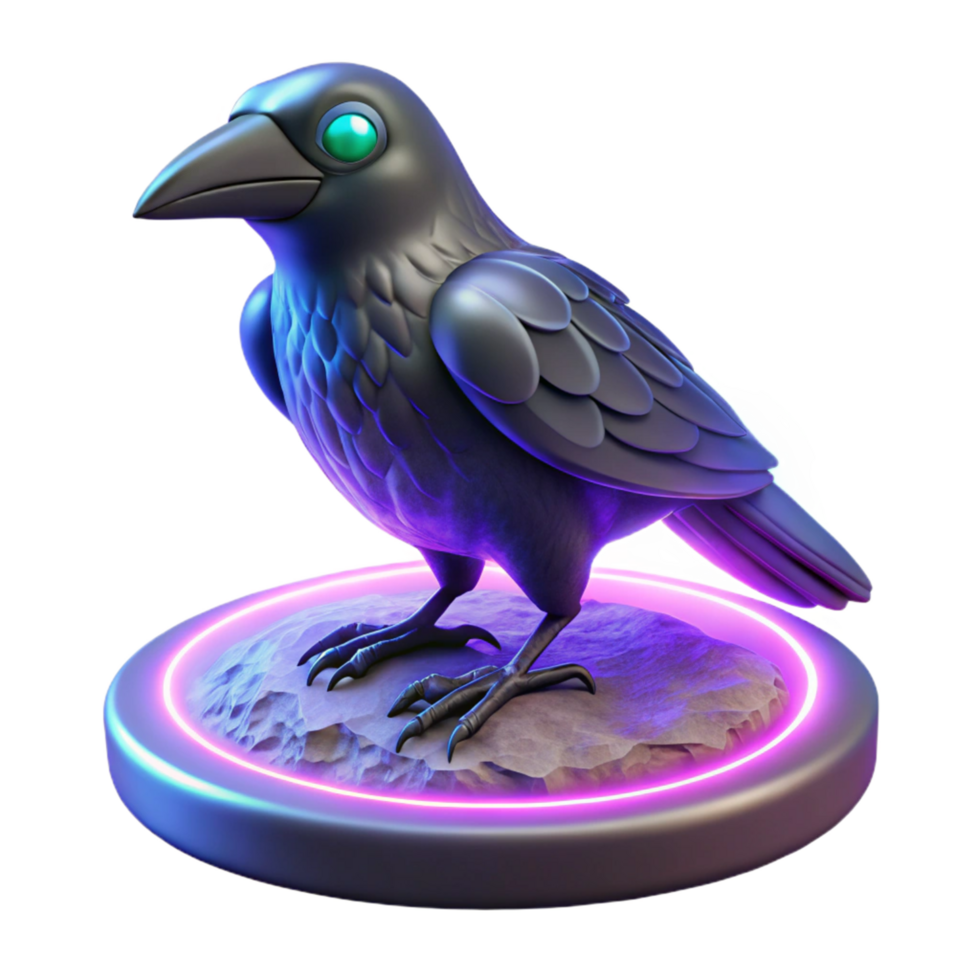 stunning minimalist Stylized 3D Raven Illustration high quality png