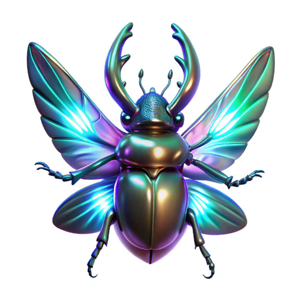 wonderful classic Iridescent Beetle 3D Render original png