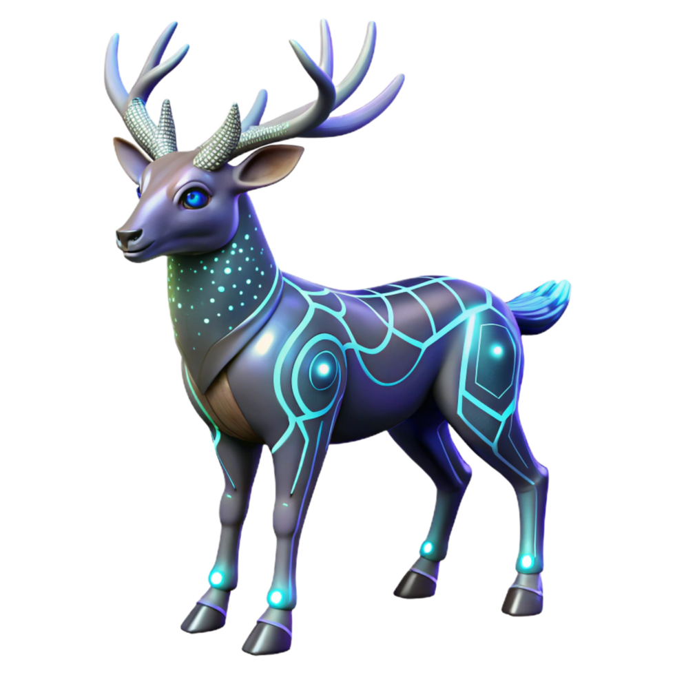 wonderful abstract Cybernetic Deer 3D Render authentic png