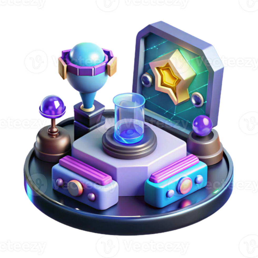 3D Sci-Fi Achievement Display Futuristic Awards Ceremony png