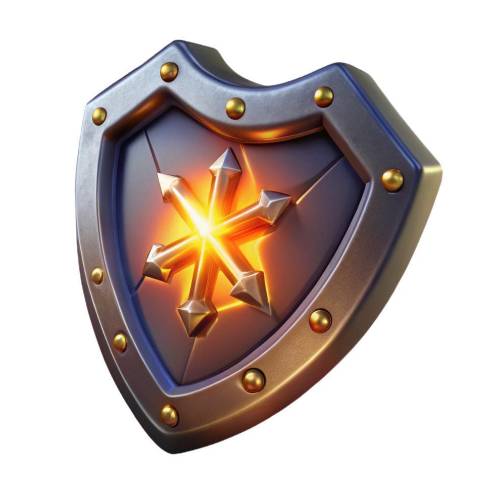 dramatic modern Glowing 3D Shield Illustration premium png