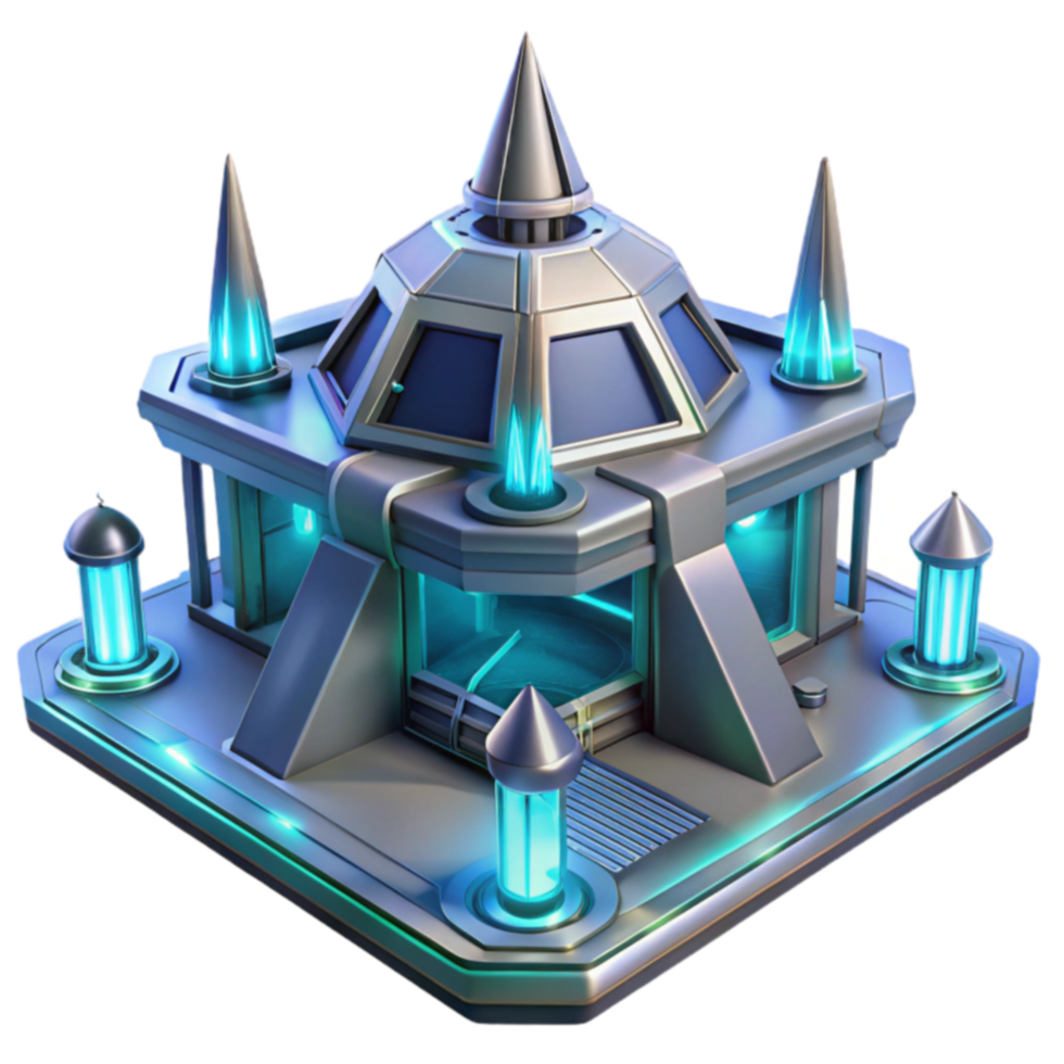 Futuristic Sci-Fi Building Cyberpunk Style Architecture png