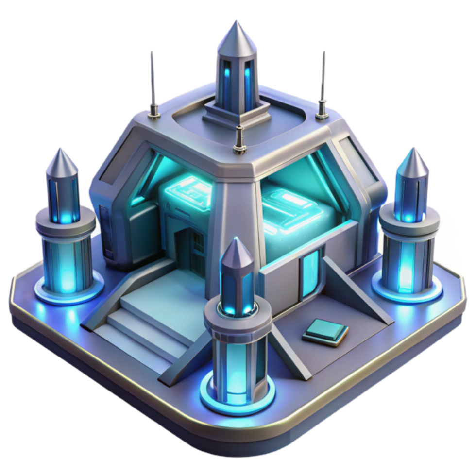 Futuristic Sci-Fi Building Cyberpunk Architecture Render png