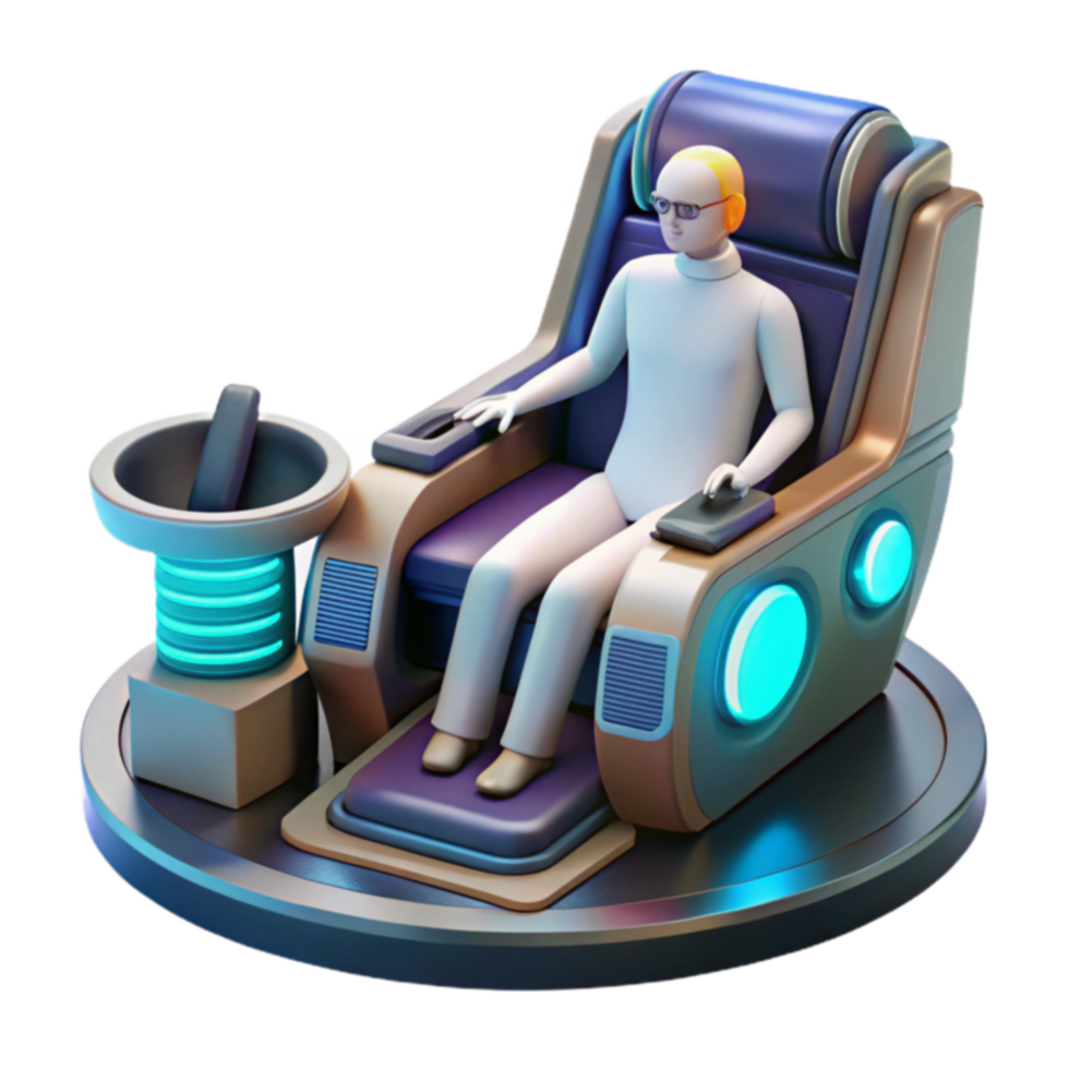 Futuristic Relaxation Chair 3D Render of a High-Tech Recliner png