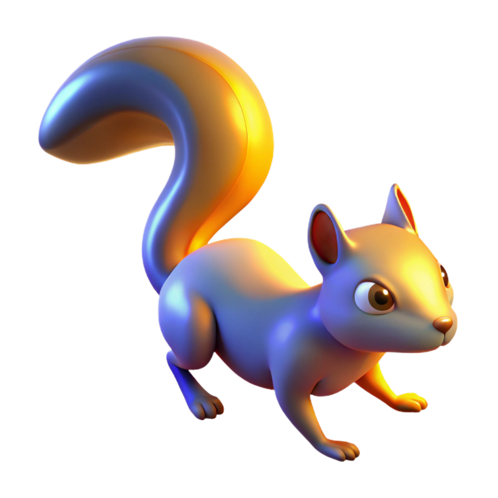 serene vintage 3D Render of a Cute Cartoon Squirrel 4K png