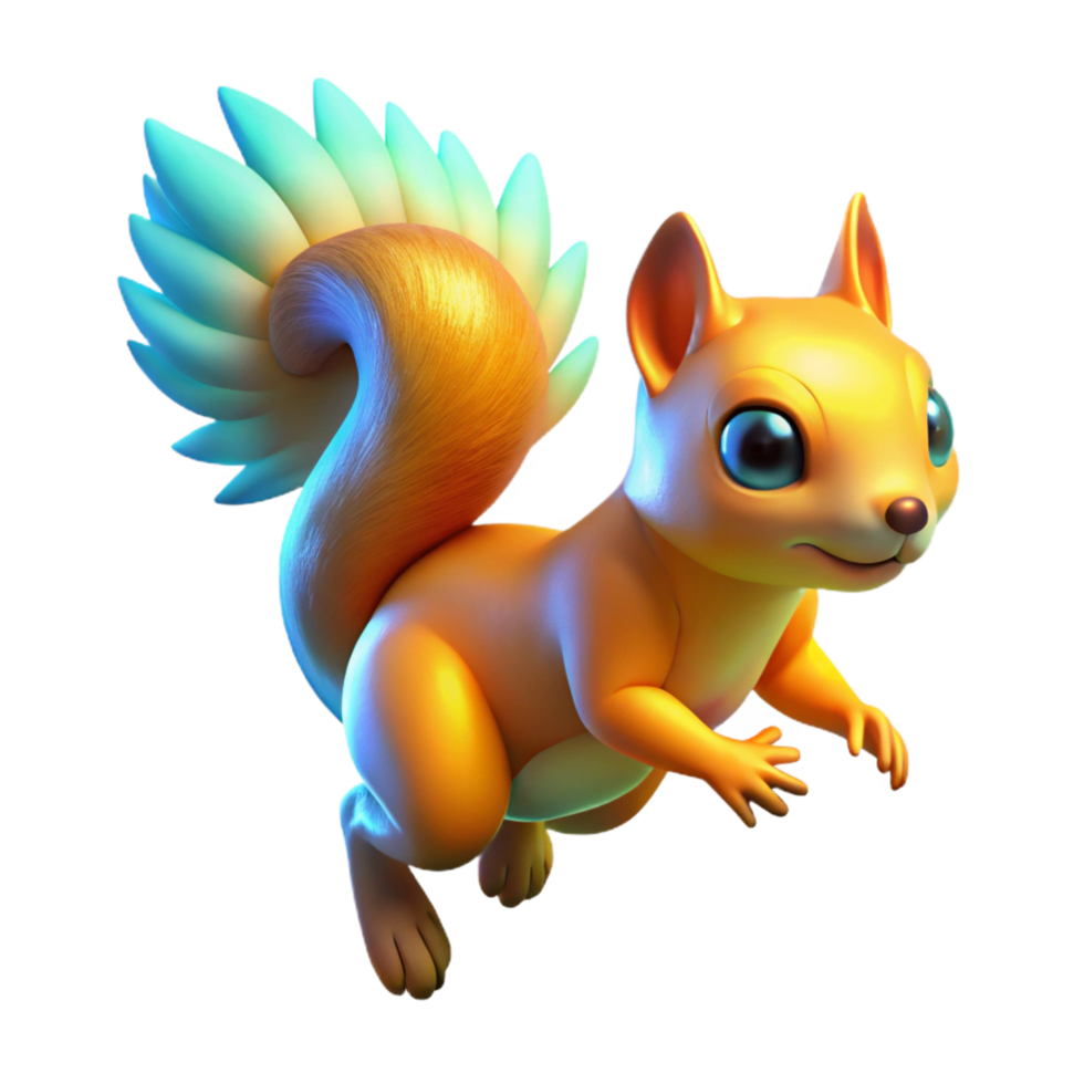 impressive creative 3D Render Golden Squirrel Illustration original png