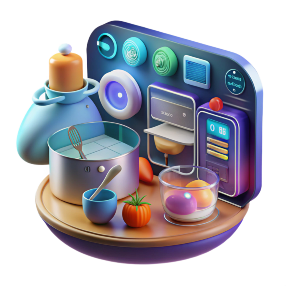 Smart Kitchen Futuristic Cooking Interface png