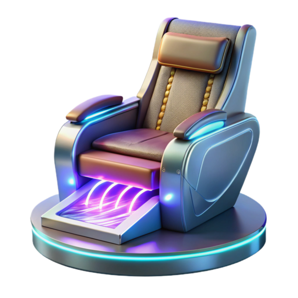 Futuristic Massage Chair with Illuminated Footrest png