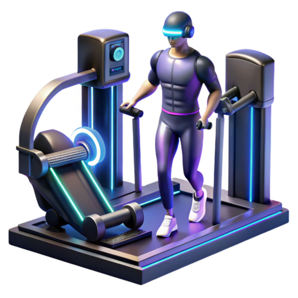 VR Fitness Immersive Workout on Smart Treadmill png