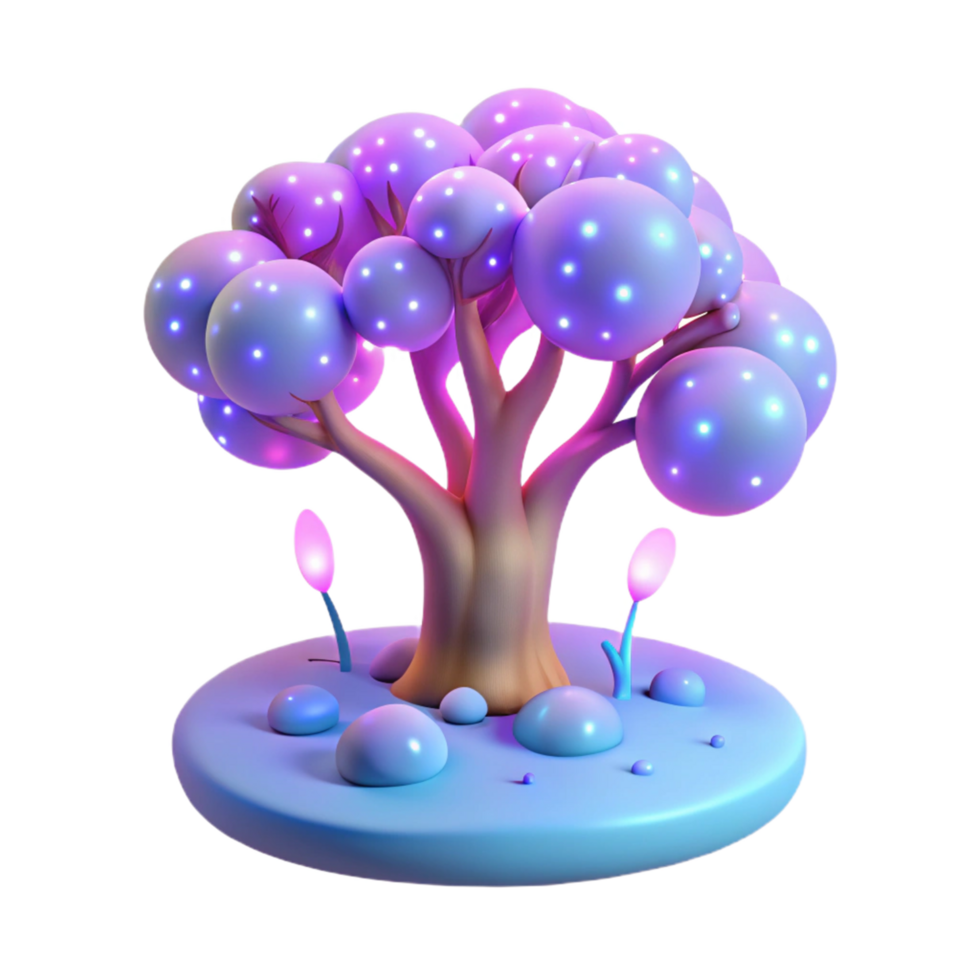 elegant artistic Glowing 3D Tree Illustration high quality png