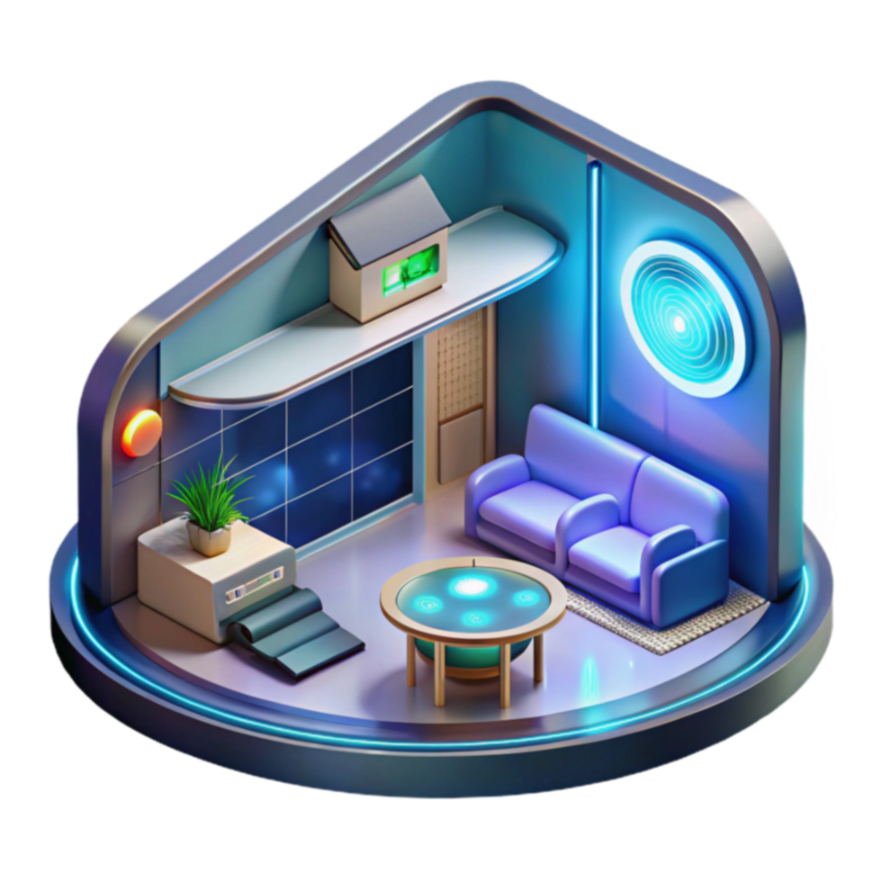 Smart Home of the Future Interactive Living Room Design png