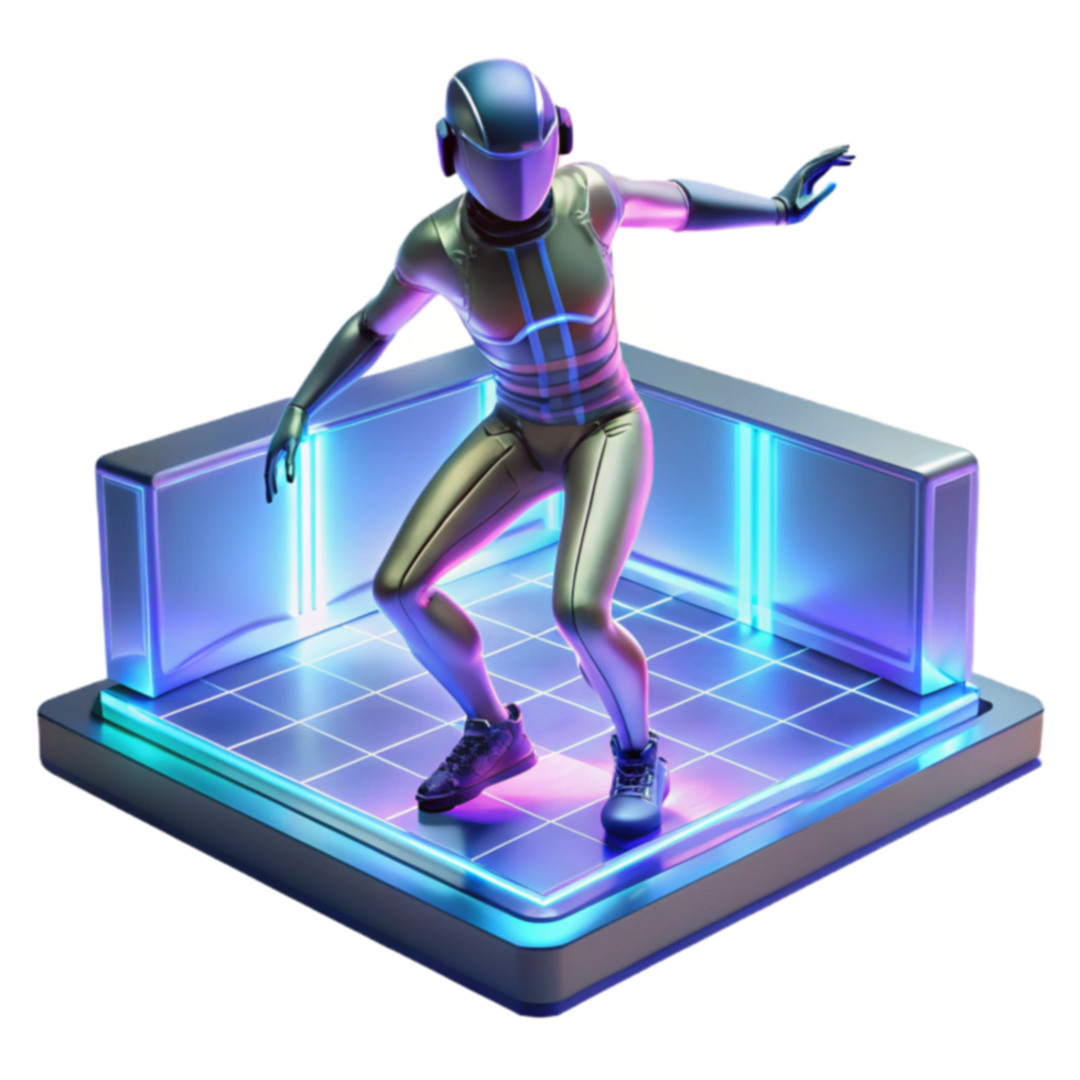 Neon Cyberpunk Metaverse Futuristic Robot in Virtual Reality png