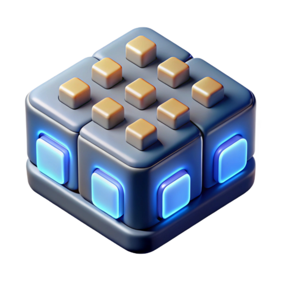 Modular 3D Puzzle Interactive Blocks, Luminescent Design png