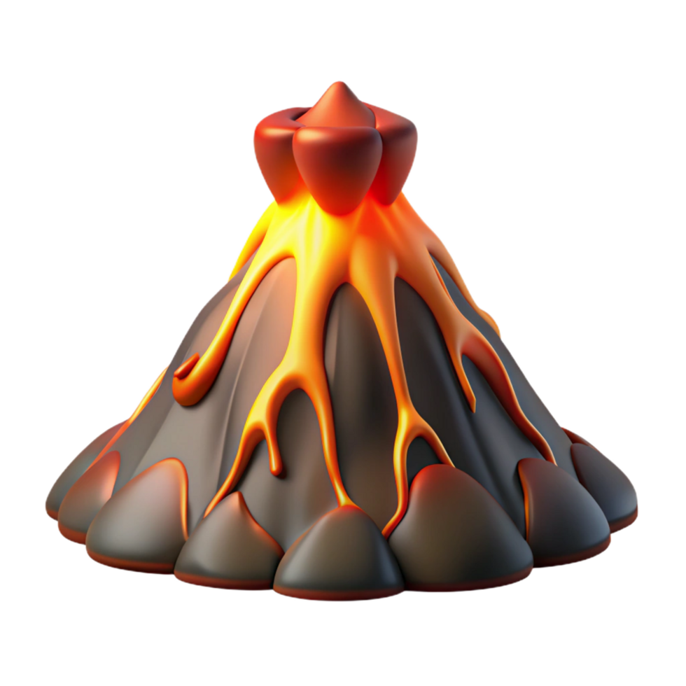 serene creative Cartoon Volcano 3D Render professional png