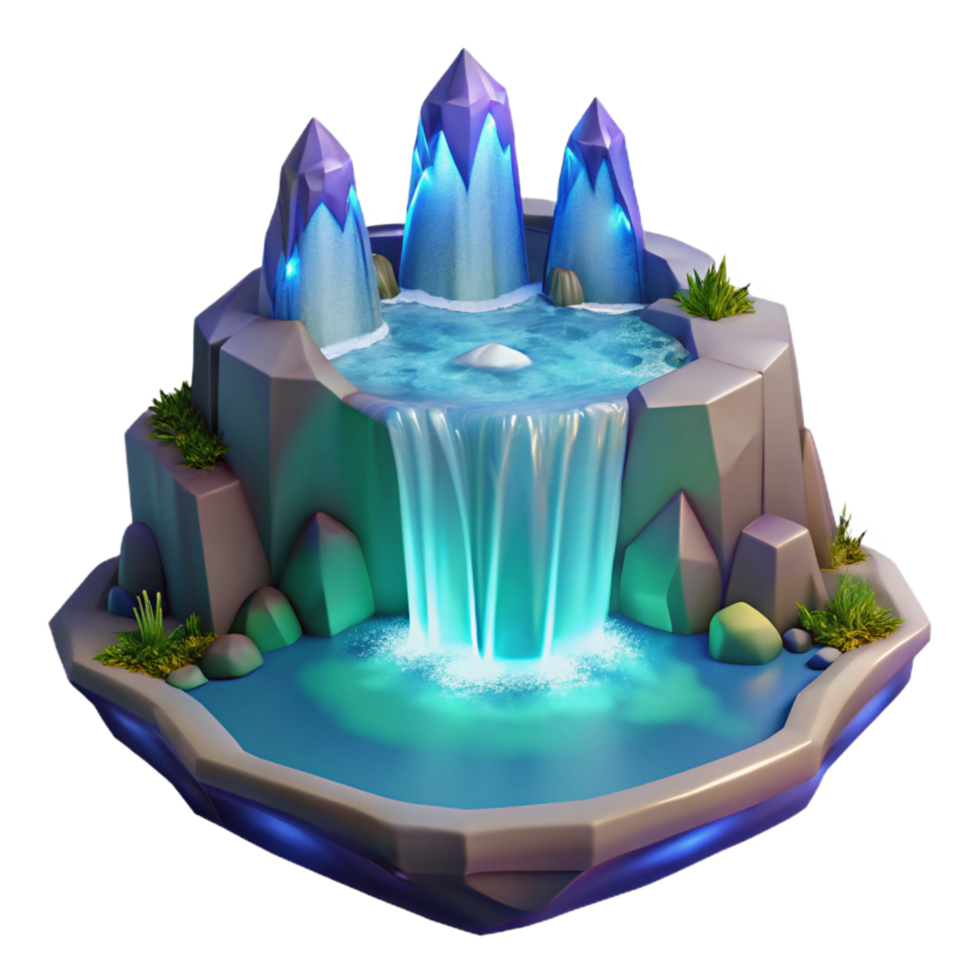 elegant artistic Enchanted Waterfall 3D Render 4K png