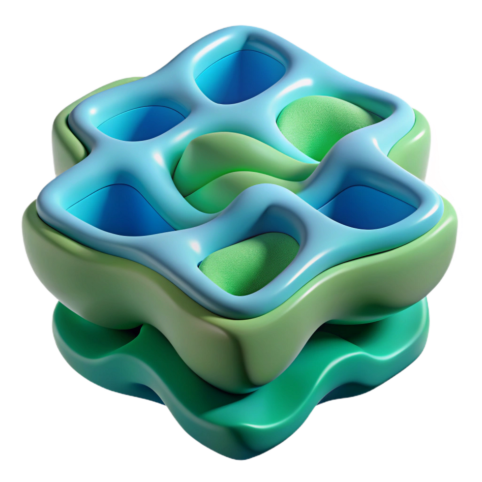 Abstract 3D Render Interlocking Organic Forms png