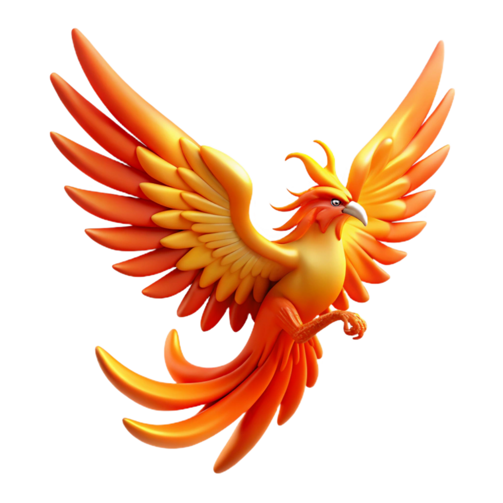 elegant traditional Majestic Phoenix 3D Render of Mythical Firebird in Flight authentic png