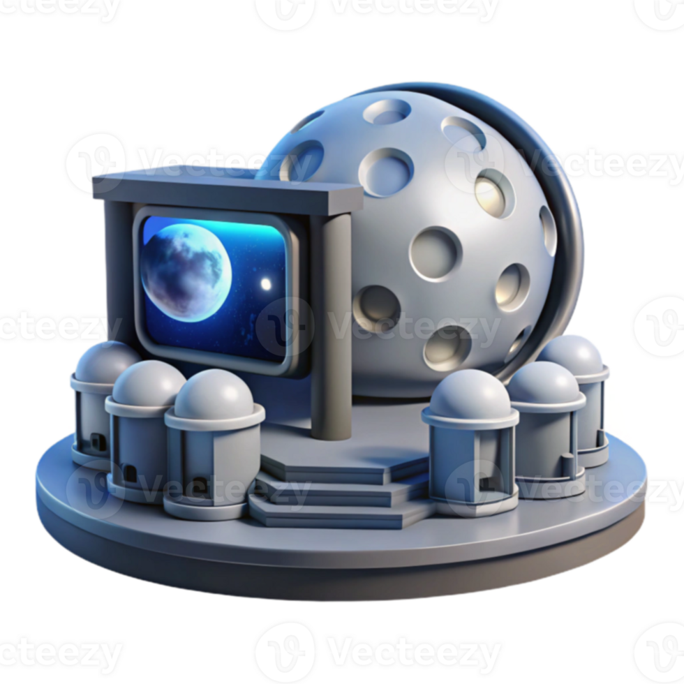Futuristic Observatory Planetarium Dome Telescopes png