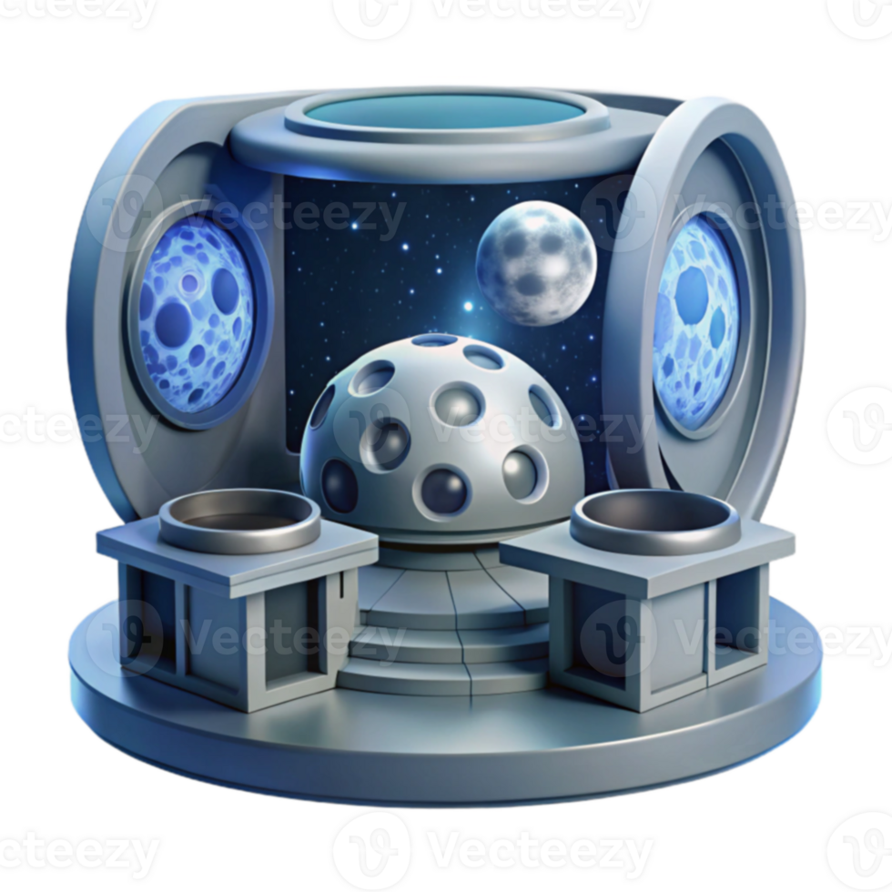 Futuristic Lunar Observatory Celestial Dome Moon Views png