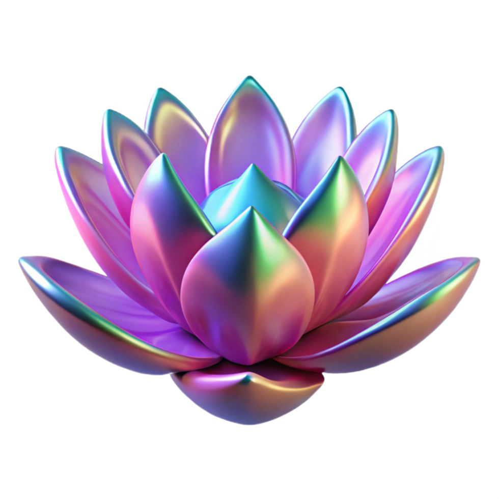 dramatic minimalist Iridescent 3D Lotus Flower exclusive png