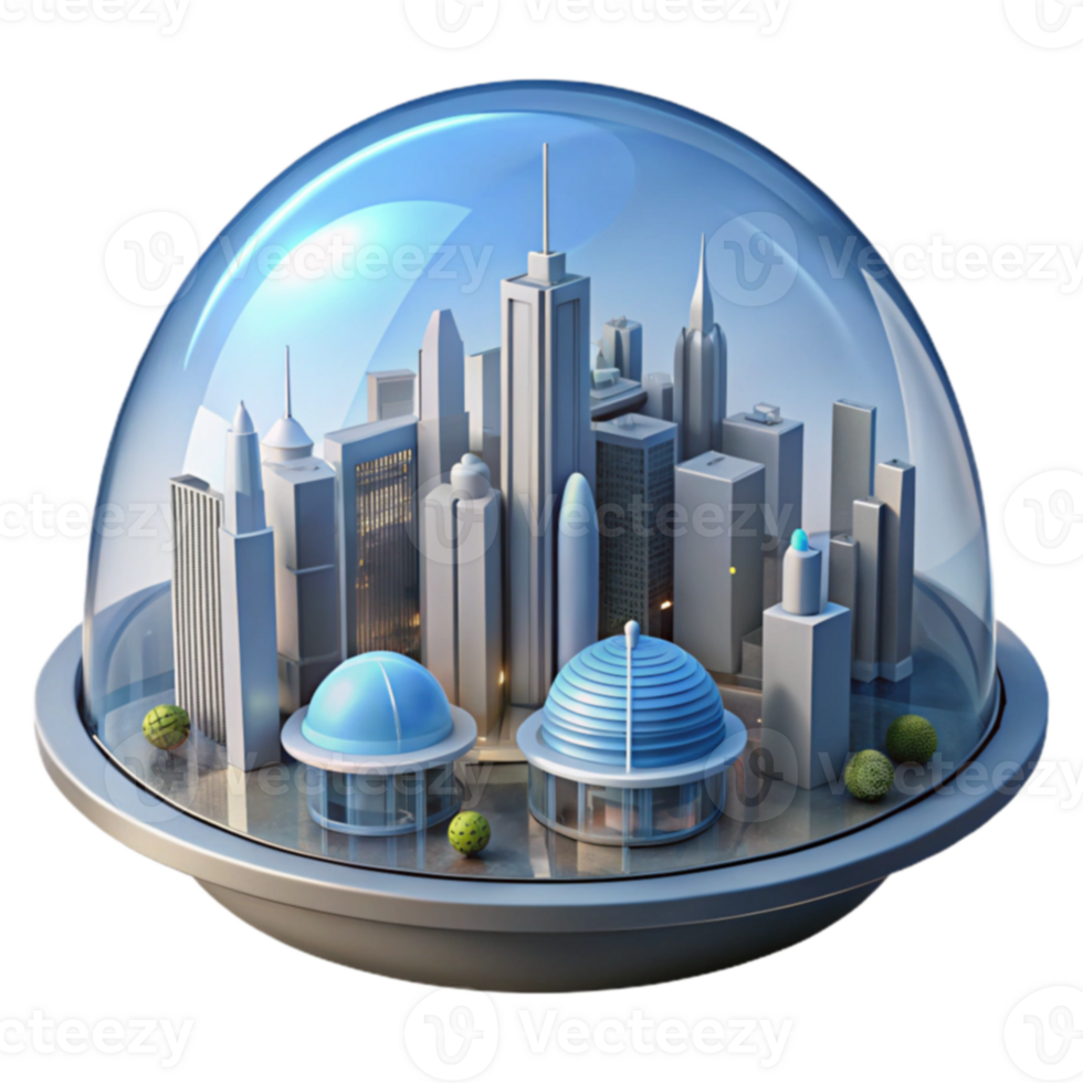 Isolated City A Futuristic Urban Simulation Under Glass png