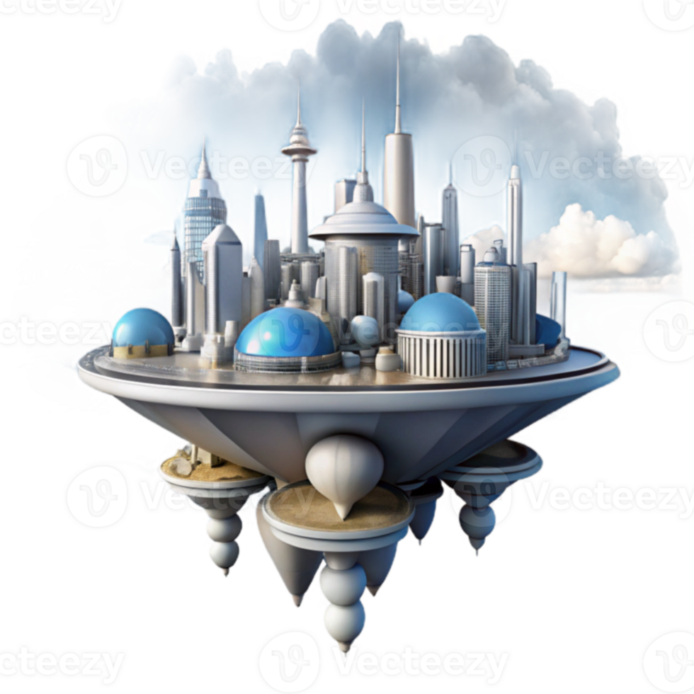 Futuristic Floating City Architectural Wonders of a Cloud City png