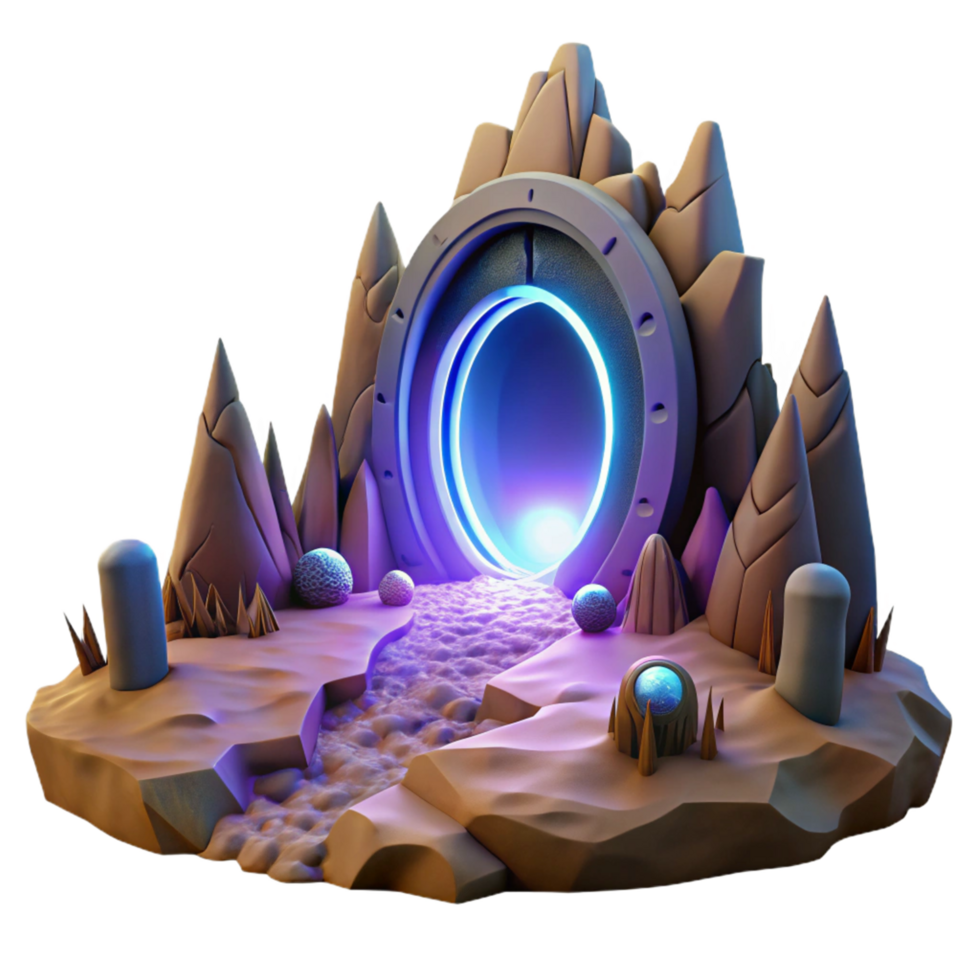 stunning rustic 3D Render Fantasy Portal, Futuristic Gate, Sci Fi Landscape exclusive png