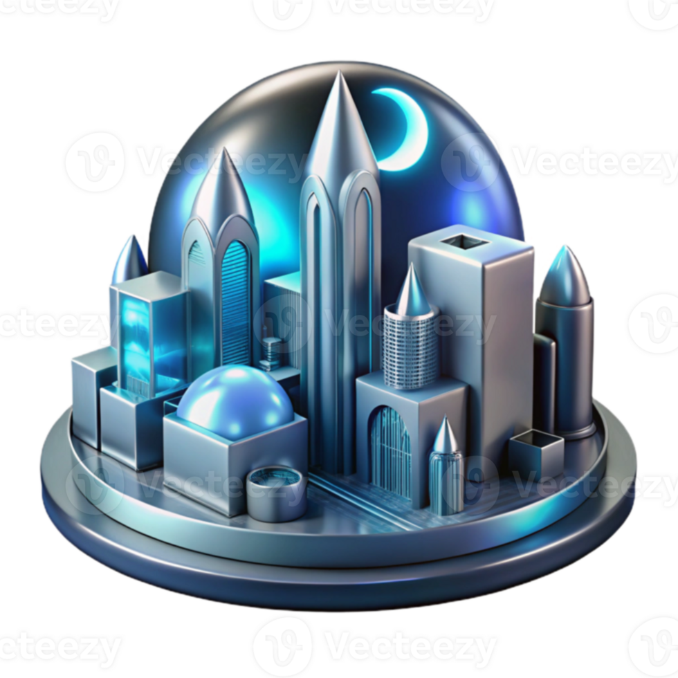Nocturnal Cityscape Futuristic Architectural Render png