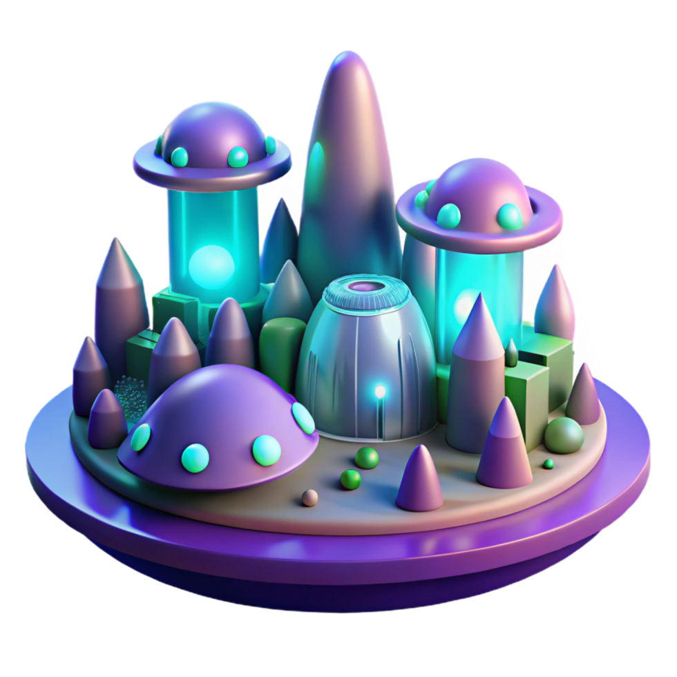 magnificent traditional 3D Render Futuristic Cityscape Illustration exclusive png