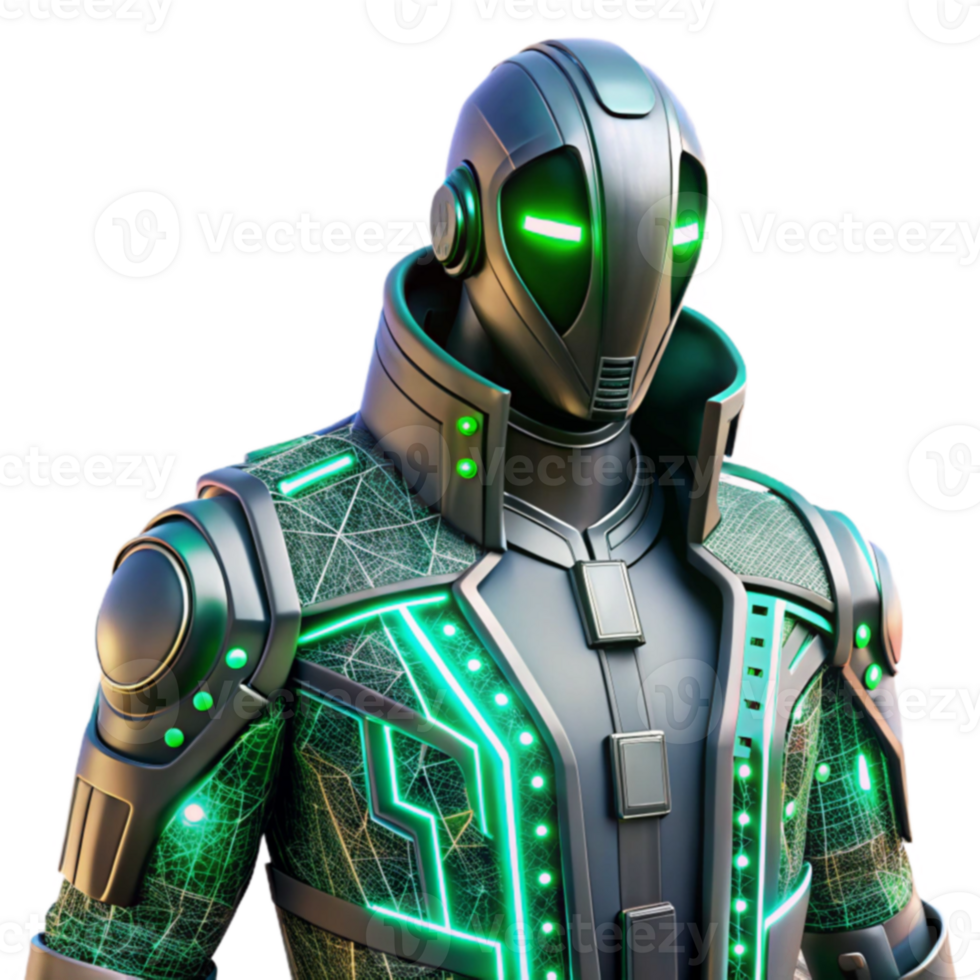 Cybernetic Soldier Futuristic Armor, Neon Lights png