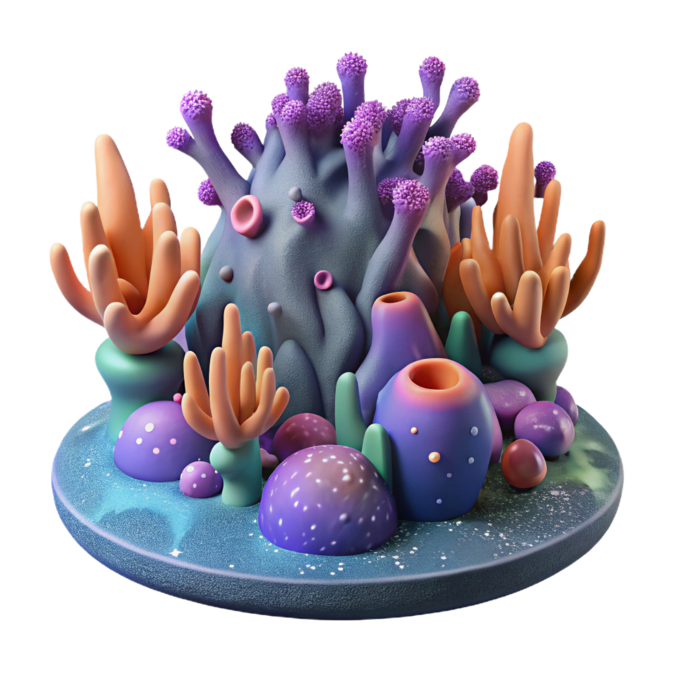 vibrant classic Vibrant 3D Coral Reef Illustration high quality png