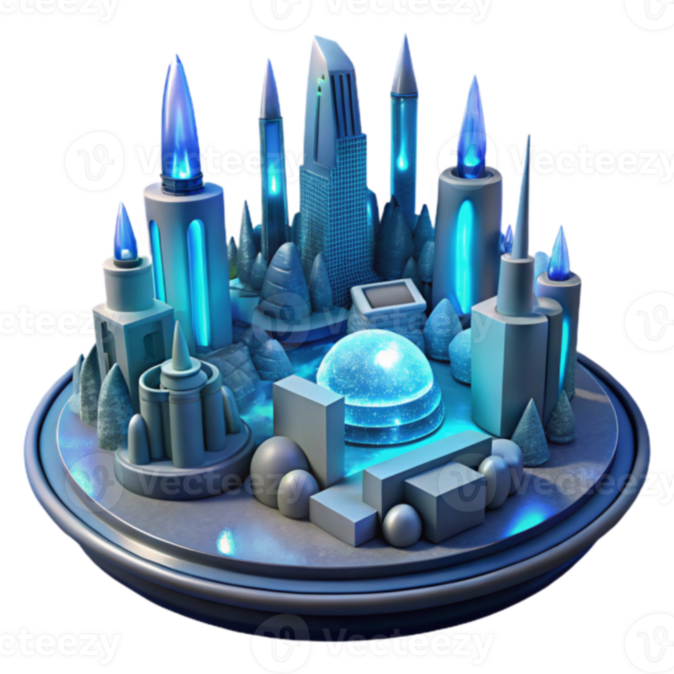 Futuristic Cityscape A 3D Model of a Sparkling, Illuminated Metropolis png