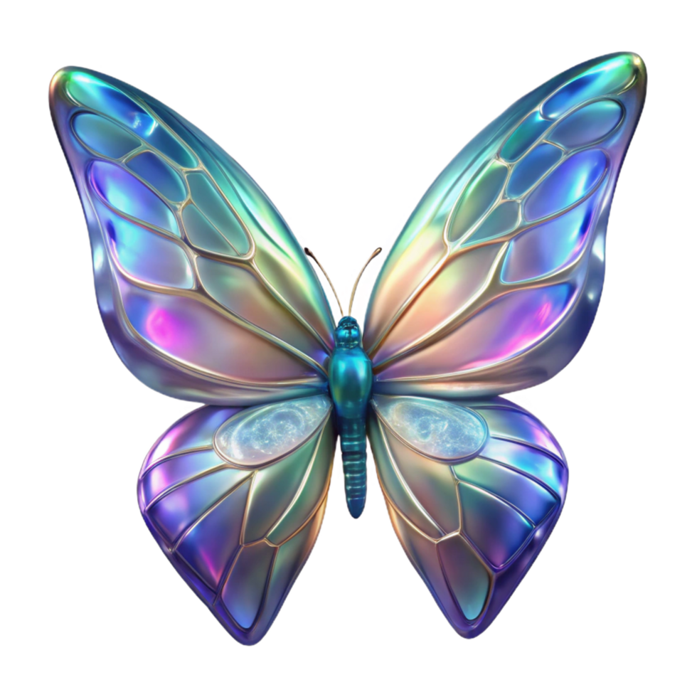 wonderful contemporary Iridescent Butterfly 3D Render high resolution png