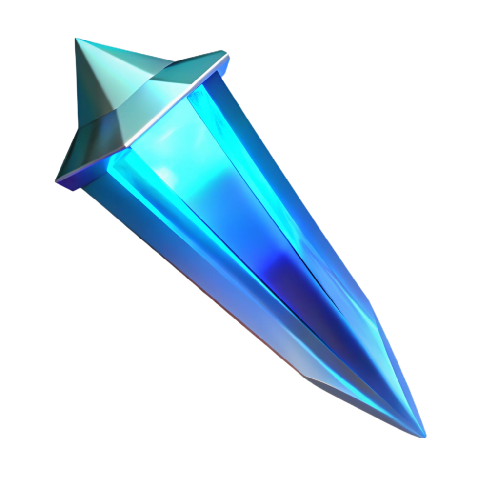 stunning traditional Glowing Blue Crystal 3D Render genuine png