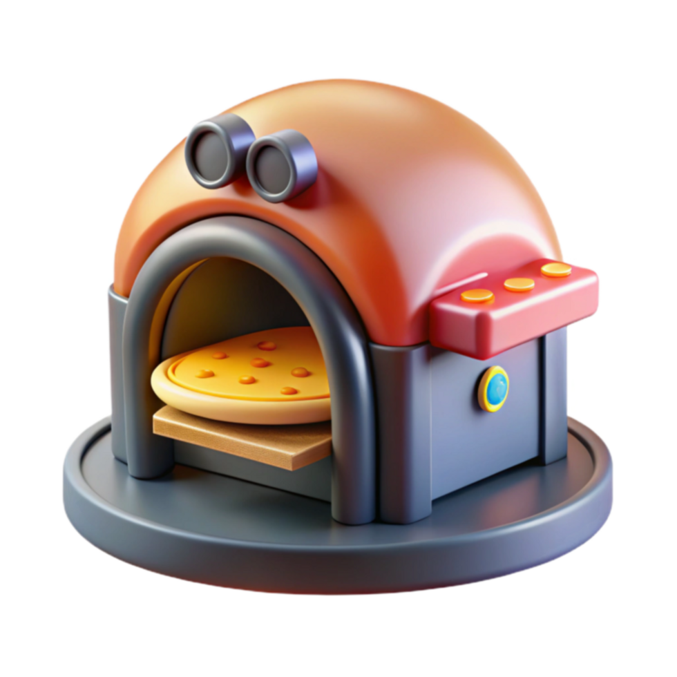 3D Render of Pizza in a Cute Oven png